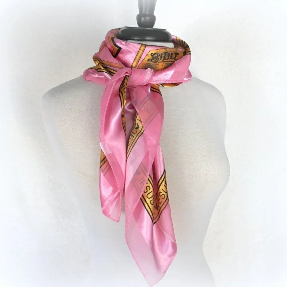 Pink Dove Bible Holy Spirit Worship Veil Christian Cross I ❤ Love Jesus Scarf